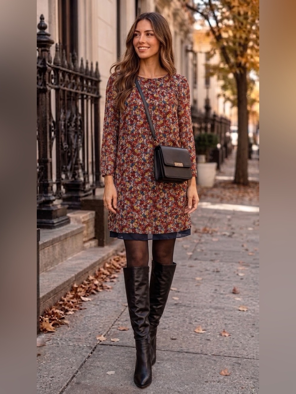 CLAUDIE PIERLOT $345 • 41” bust • Floral Print Knee-Length Dress, fall 2018